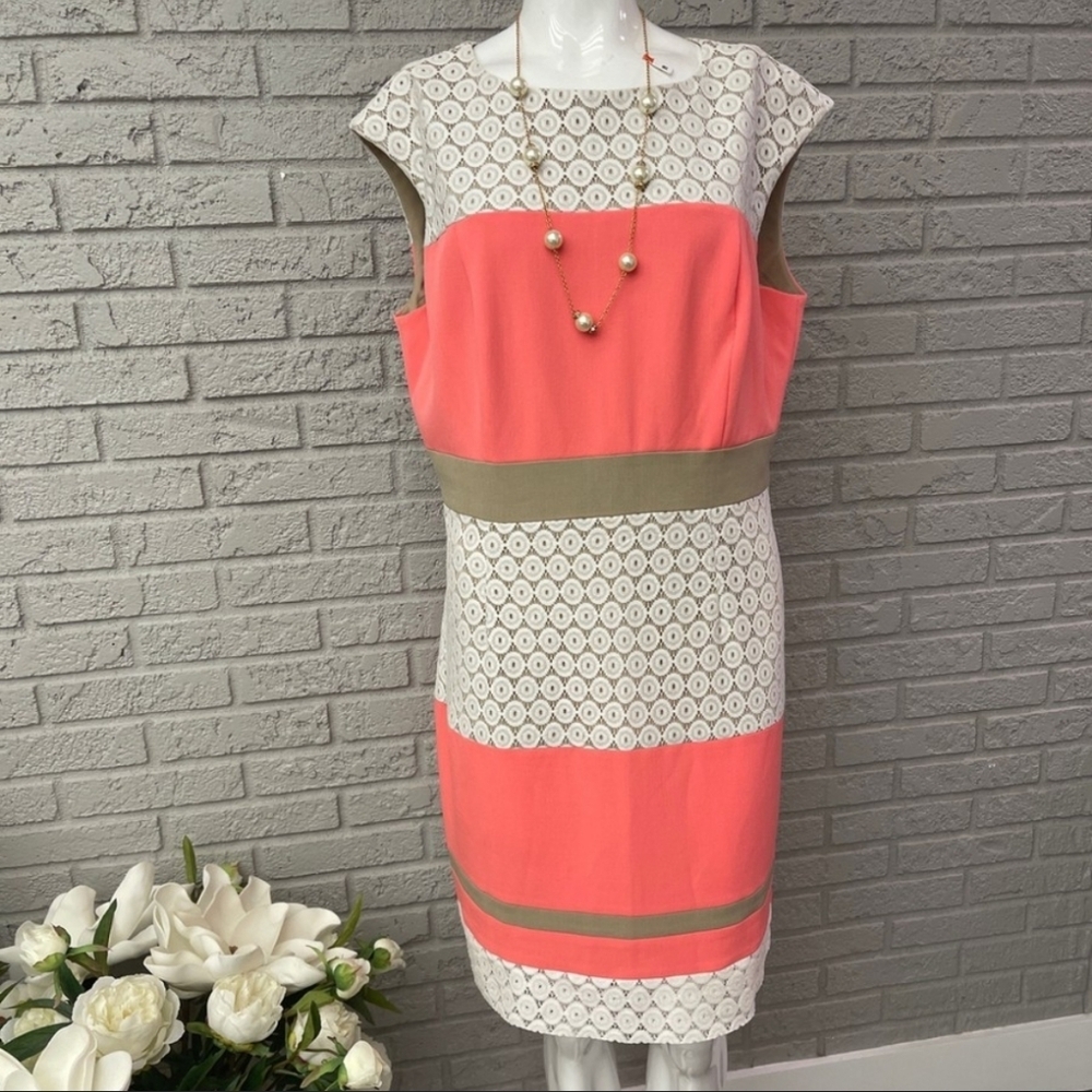 Studio One Of New York Lace Color Block Sheath Dress Sz. 8